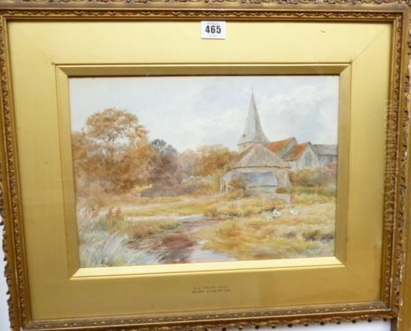 Bury Church Oil Painting by Wilmot Clifford Pilsbury