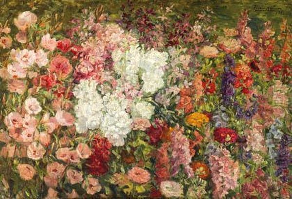 Flores Oil Painting by Jose Ignacio Pinazo Martinez