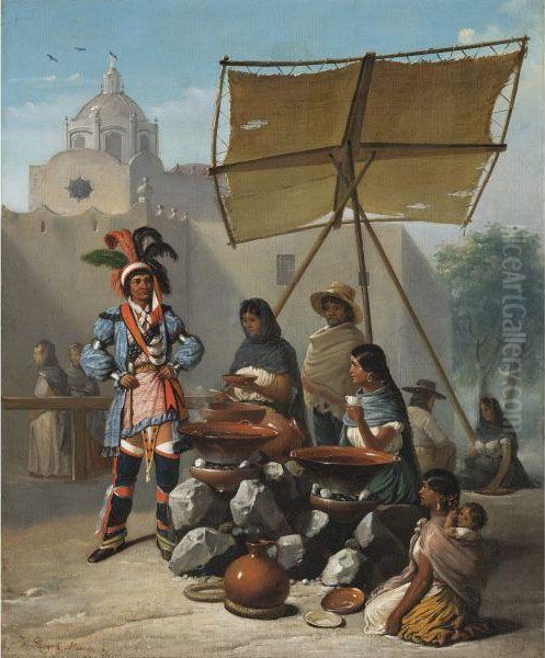 Indio Con Traje De Gala En Puesto De Comida Oil Painting by Edouard Pingret