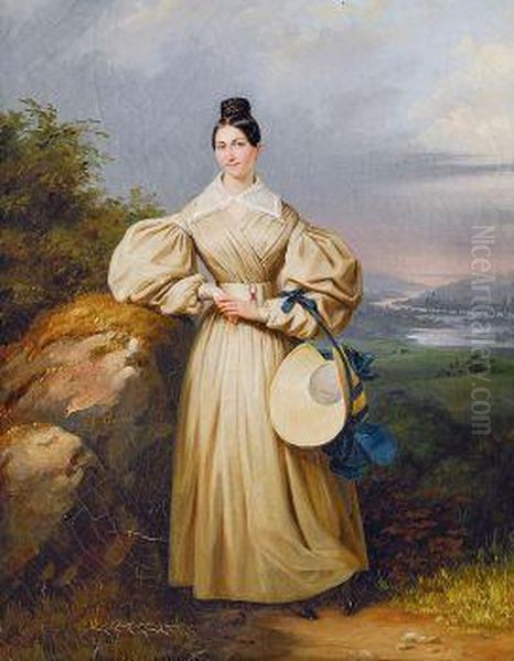 Junge Frau Mit Sommerhut Oil Painting by Edouard Pingret