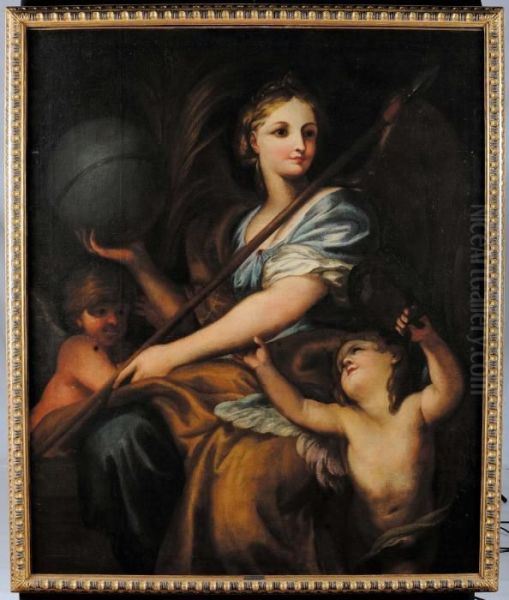 Figura Allegorica Con Putti Oil Painting by Domenico Piola