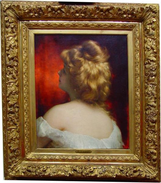 Jeune Femme En Buste De Dos Oil Painting by Etienne Adolphe Piot