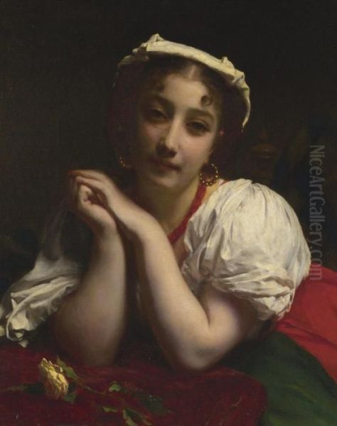 Young Italian Woman Oil Painting by Etienne Adolphe Piot