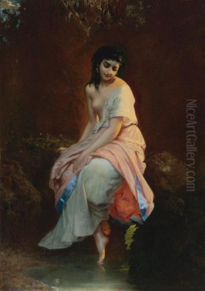 The Bather Oil Painting by Etienne Adolphe Piot