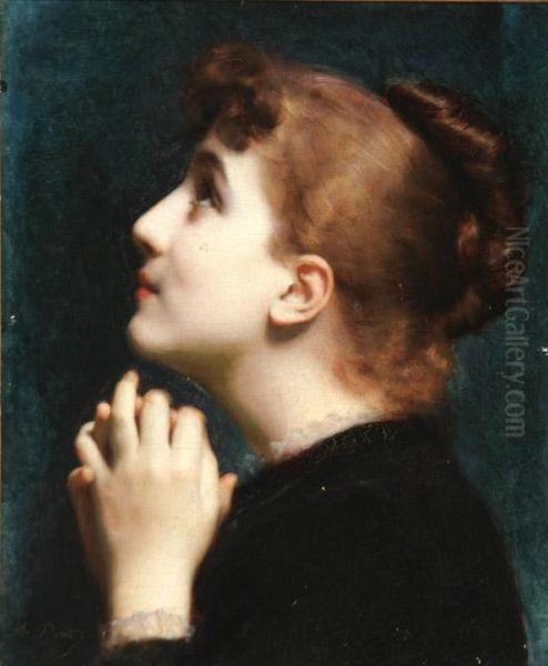 Ideal Head Oil Painting by Etienne Adolphe Piot