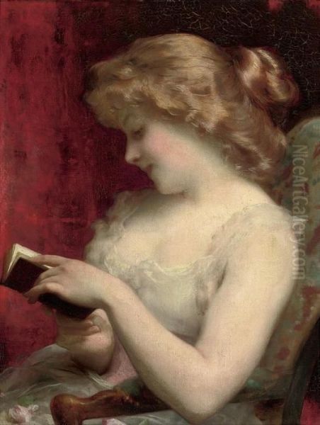 A Good Read Oil Painting by Etienne Adolphe Piot