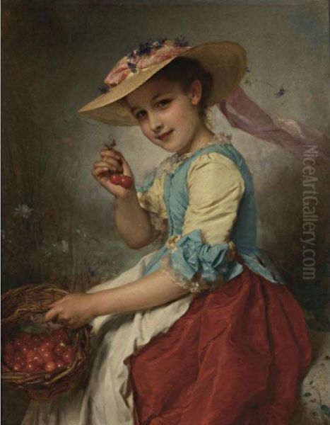 The Cherry Girl Oil Painting by Etienne Adolphe Piot