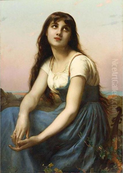 A Young Beauty Oil Painting by Etienne Adolphe Piot