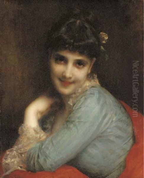 A Young Beauty Oil Painting by Etienne Adolphe Piot