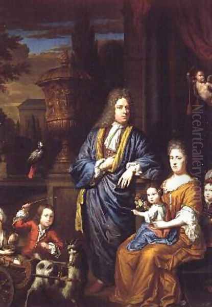 Family Portrait Group in a Classical Setting Oil Painting by Thomas van der Wilt