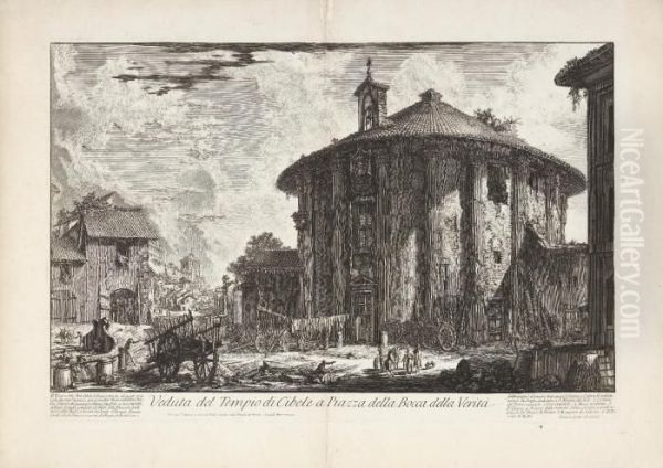 The Temple Of Portunus Oil Painting by Giovanni Battista Piranesi