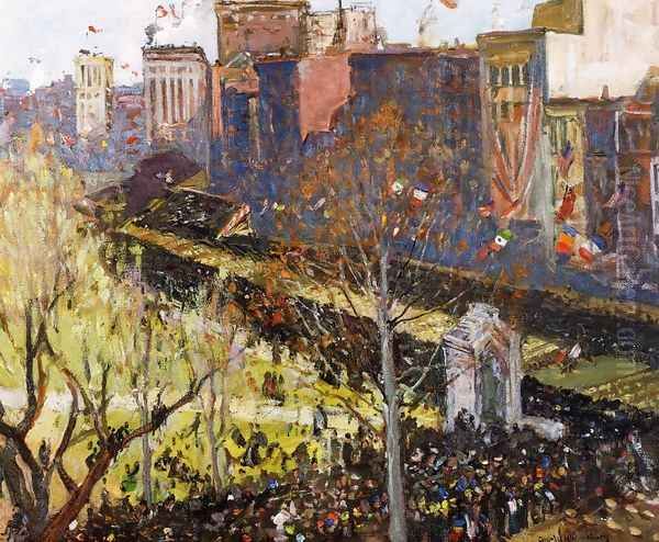 Victory Parade, Boston, April 25, 1919 Oil Painting by Charles Herbert Woodbury