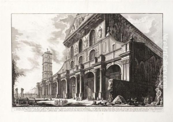 Veduta Della Basilica Di S. Paolo Fuor Delle Mura Oil Painting by Giovanni Battista Piranesi