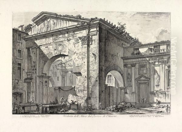 Vedduta Dell' Atrio Del Portico Di Ottavia Oil Painting by Giovanni Battista Piranesi