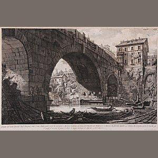 Veduta Del Ponte Ferrato..., From La Antichita Romane Oil Painting by Giovanni Battista Piranesi