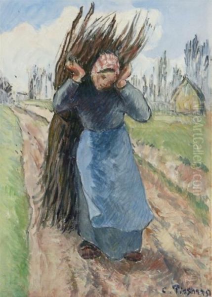 La Porteuse De Bois Oil Painting by Camille Pissarro