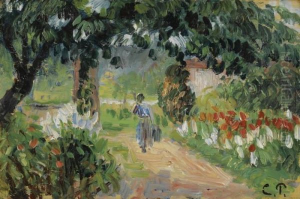 L'allee Du Jardin D'eragny Oil Painting by Camille Pissarro