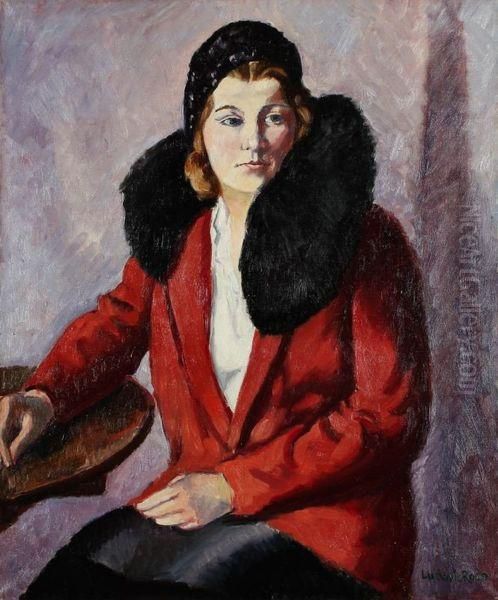 Femme A La Veste Rouge Oil Painting by Ludovic Rodo Pissarro