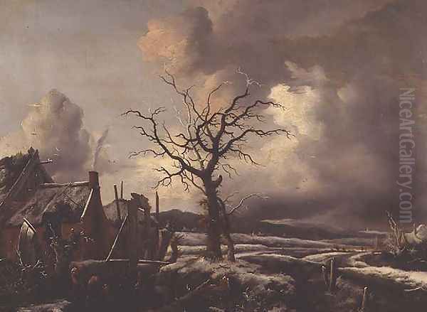 A Winter Landscape Oil Painting by Jan Wouwerman