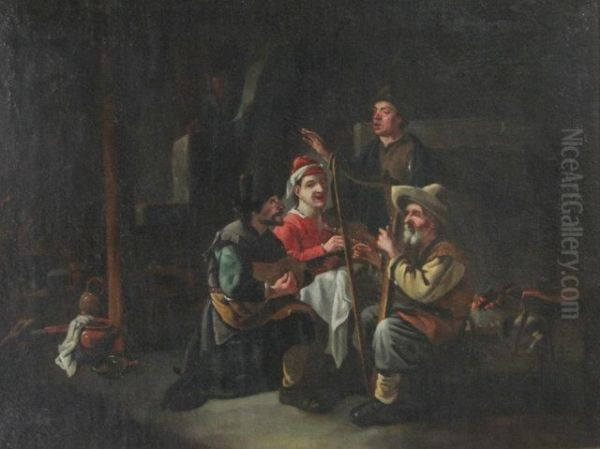 Musicians In A Tavern Oil Painting by Eduard Karl Pistorius