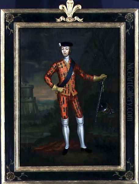 Harlequin Portrait of Bonnie Prince Charlie, c.1745 Oil Painting by James Wasdail (or Worsdale)