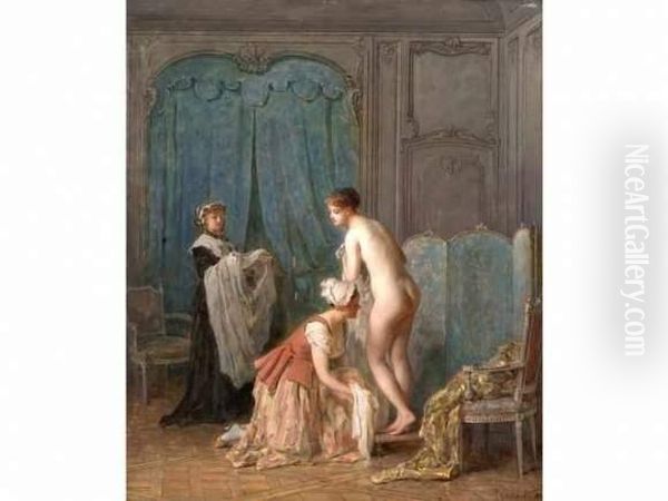 La Toilette Oil Painting by Antoine Emile Plassan