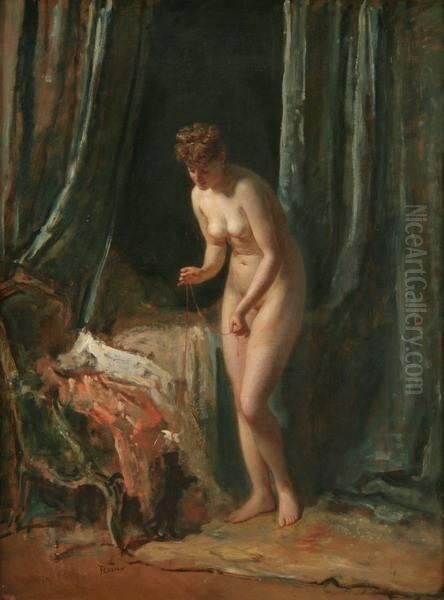 Nude Playing With A Kitten by Antoine Emile Plassan