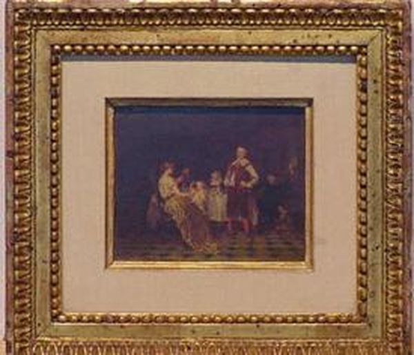 Family Dinner Oil Painting by Antoine Emile Plassan