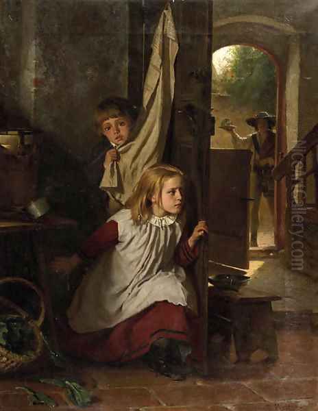 Playing hide-and-seek Oil Painting by Berthold Woltze