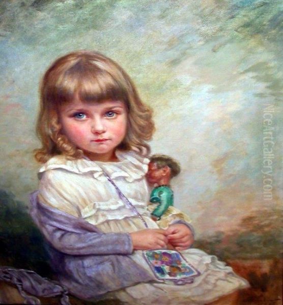 Madchen Mit Puppe Und Taschchen Oil Painting by Meta Pluckebaum