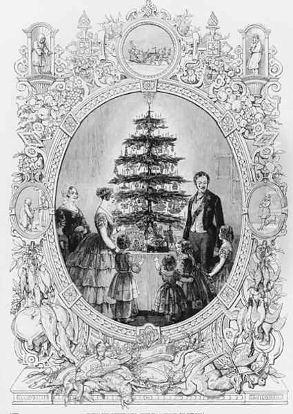 Christmas Tree at Windsor Castle, 1848 Oil Painting by J.L. Williams