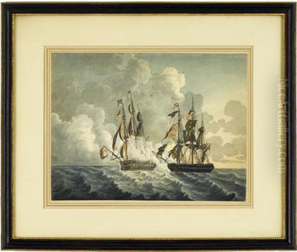 Duel Between The Uss President And Hms Endymion Oil Painting by Nicholas Pocock