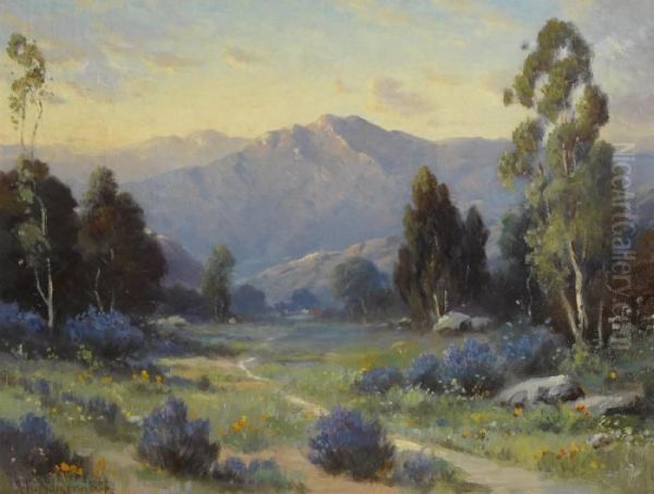 Sunset, Santa Barbara Mountain Oil Painting by Alexis Matthew Podchernikoff