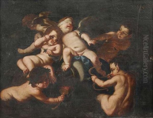 Spielende Putti Und Faunsknaben Oil Painting by Giovanni Andrea Podesta