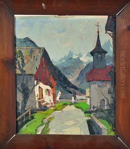 chapelle Des Houches, Vallee De Chamonix Oil Painting by Lucien Poignant