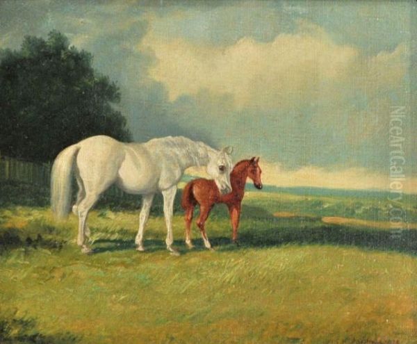 Landscape With Horses Oil Painting by Charles Henry Poingdestre