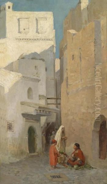 Oriental Street Scene Oil Painting by Armand Point