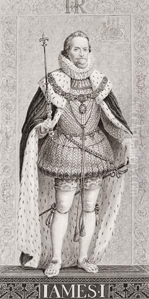 James I (1566-1625) from Illustrations of English and Scottish History Volume I Oil Painting by J.L. Williams