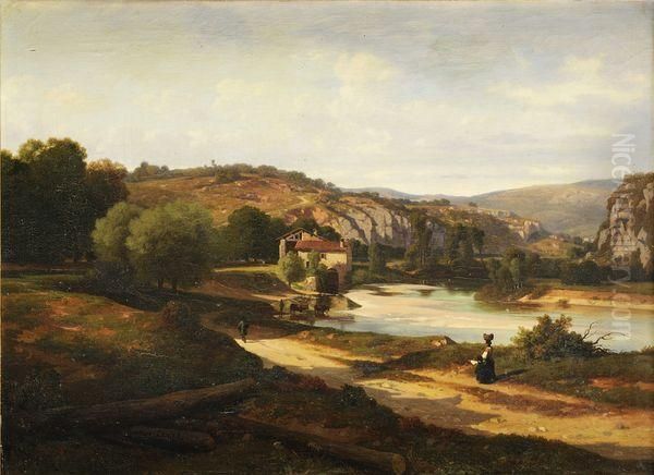 Paysage D'italie Oil Painting by Antoine Ponthus-Cinier