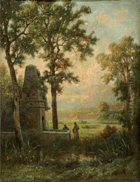 Fontaine Animee Pres D'asnieres Oil Painting by Antoine Ponthus-Cinier