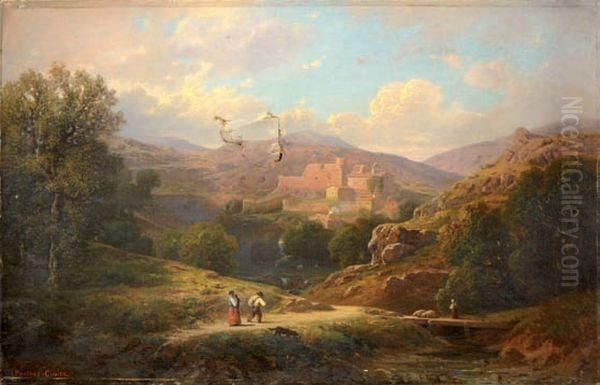 Campagne Italienne Et Ruines Oil Painting by Antoine Ponthus-Cinier