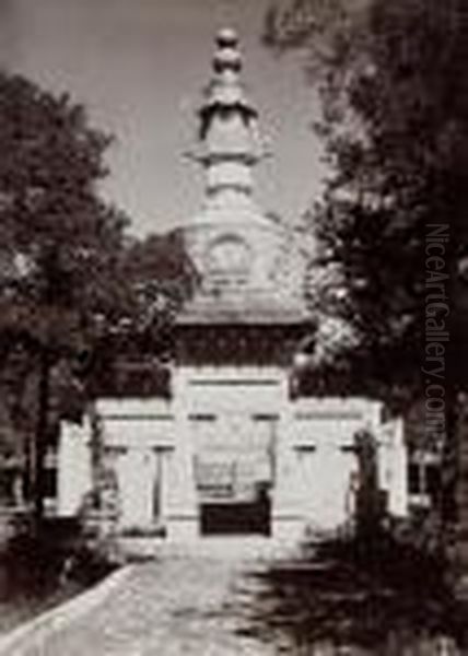 Lama Pagoda, Peking, China Oil Painting by Herbert George Ponting