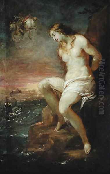 Perseus Rescuing Andromeda, c.1695 Oil Painting by Michael Leopold Willmann