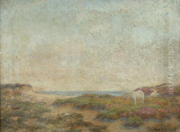 White Horse On Shoreline Oil Painting by Henry Rankin Poore