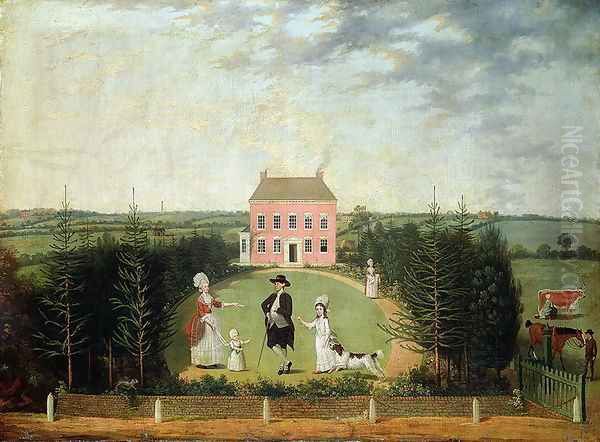 Conversation Piece before a House in Monument Lane, c.1780 Oil Painting by W. Williams