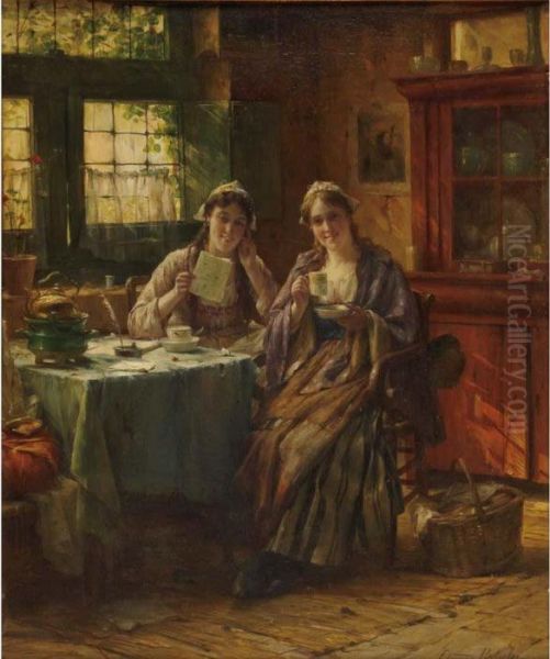 The Letter Oil Painting by Edward Antoon Portielje