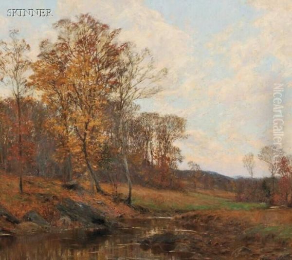 Country Stream In Autumn Oil Painting by William Merritt Post