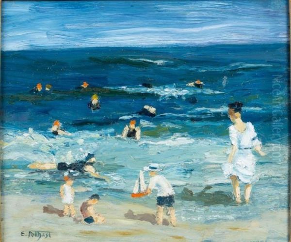 Sunday Beach Oil Painting by Edward Henry Potthast