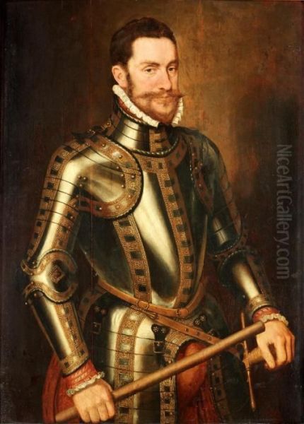 Renaissance Gentleman In Armor Oil Painting by Pieter Pourbus