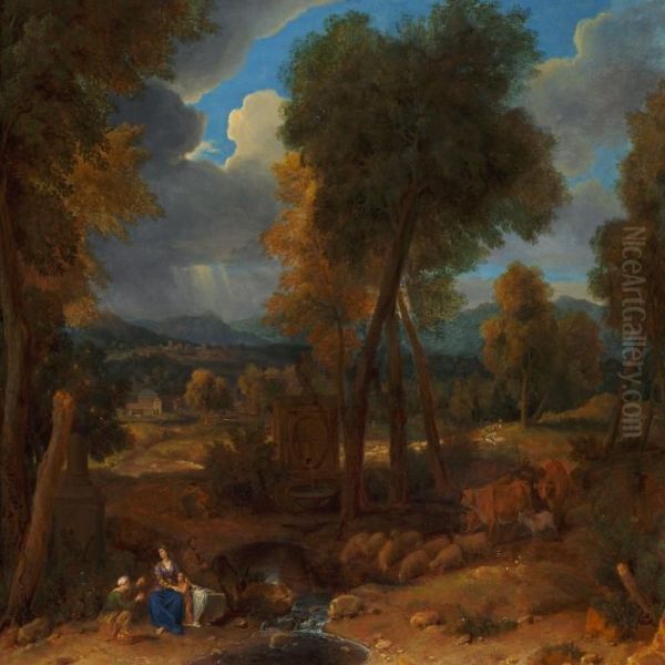 Rest On The Flight Into Egypt Oil Painting by Nicolas Poussin